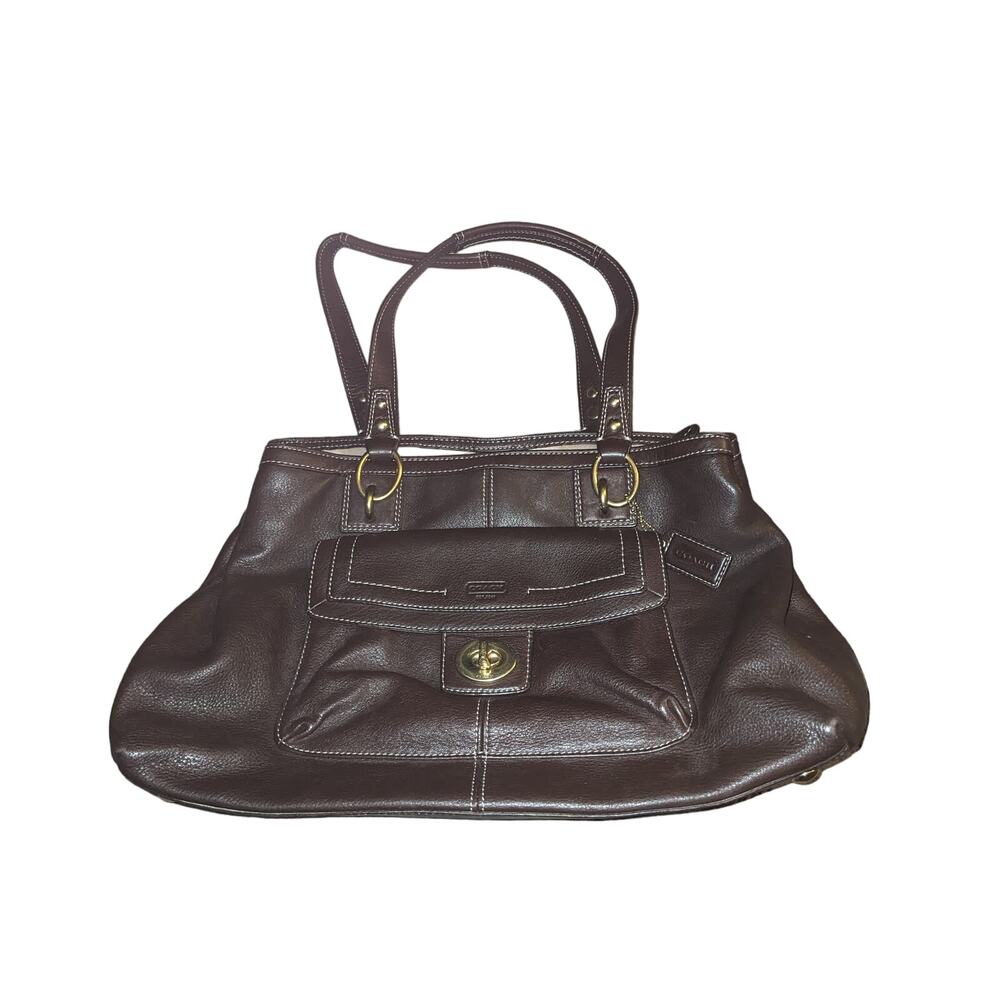 Coach brown pebbled leather shoulder bag purse  f1282-f19044 Penelope